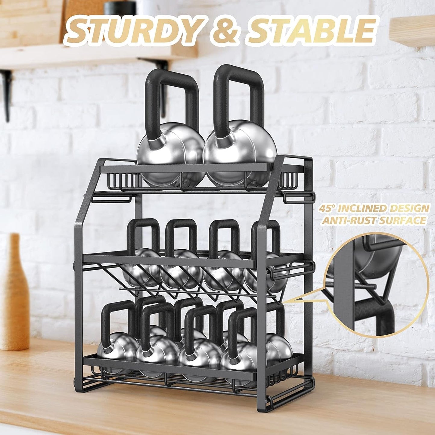 Spice Rack Organizer, 3-Tier Seasoning Organizer, Kitchen Spice Shelf, Countertop Organizer For Bathroom Vanity Kitchen-Black Kitchen DealSniper.net