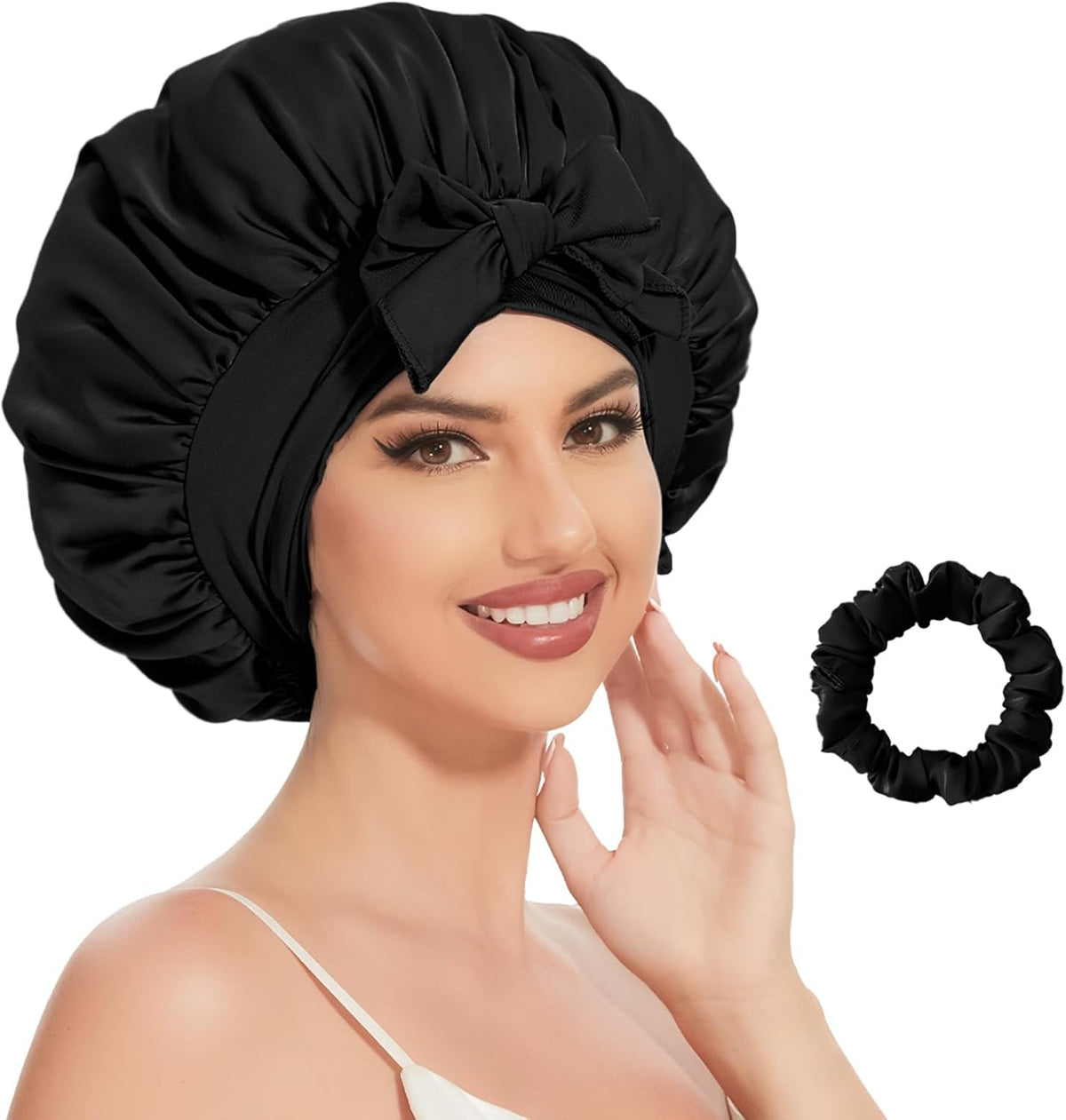 Large Satin Bonnet Silk Bonnet Hair Bonnet For Sleeping Beauty DealSniper.net
