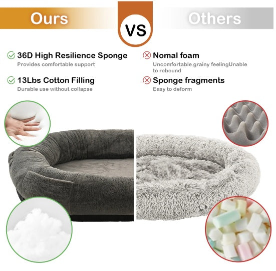 Large Dark Grey Human Dog Bed Pets DealSniper.net
