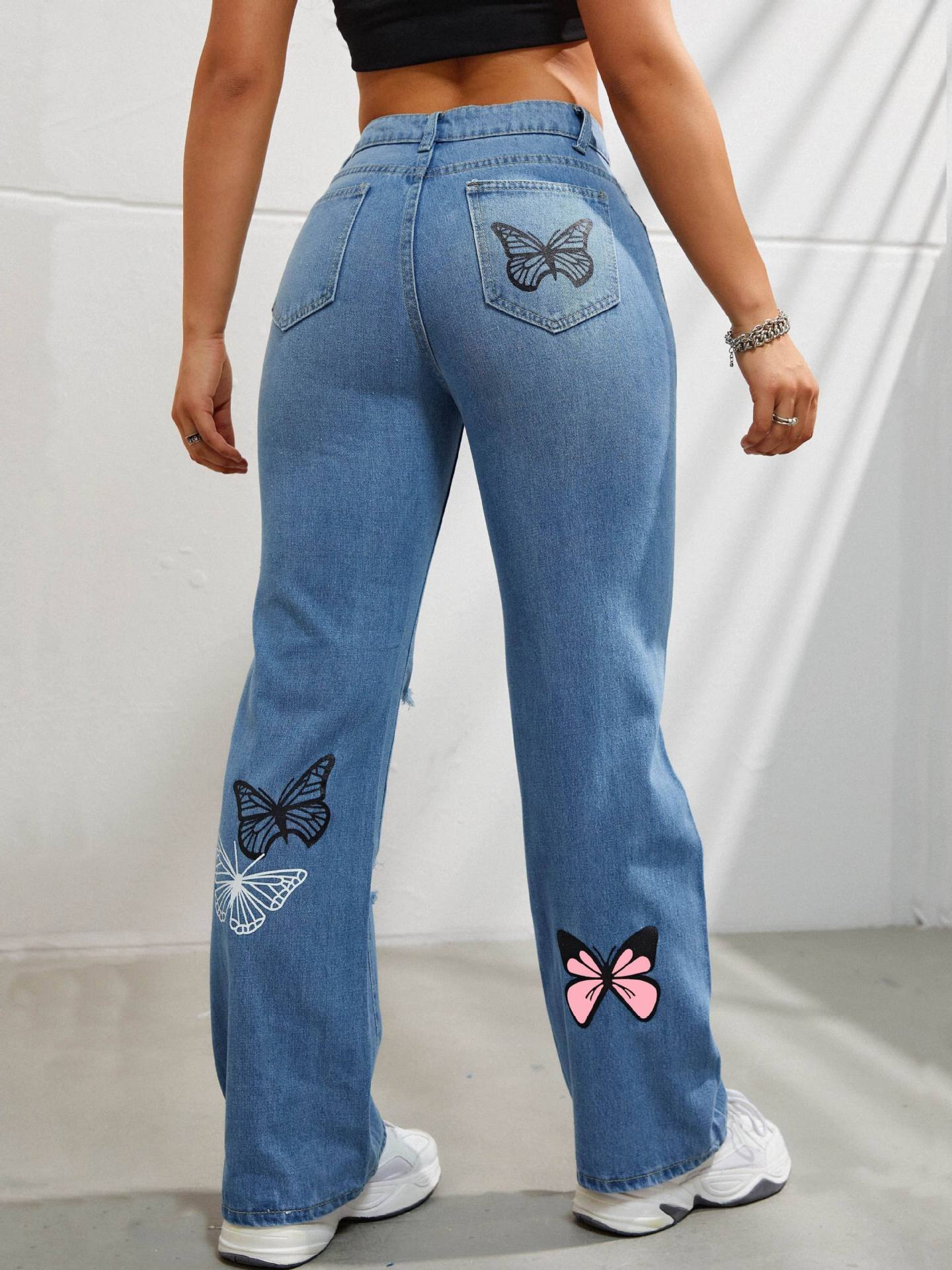 High Waisted Straight Leg Jeans For Women Women DealSniper.net