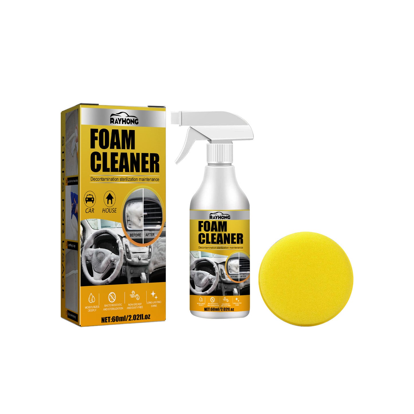 Car Interior Wash-free Decontamination Foamed Cleaner Vehicle DealSniper.net