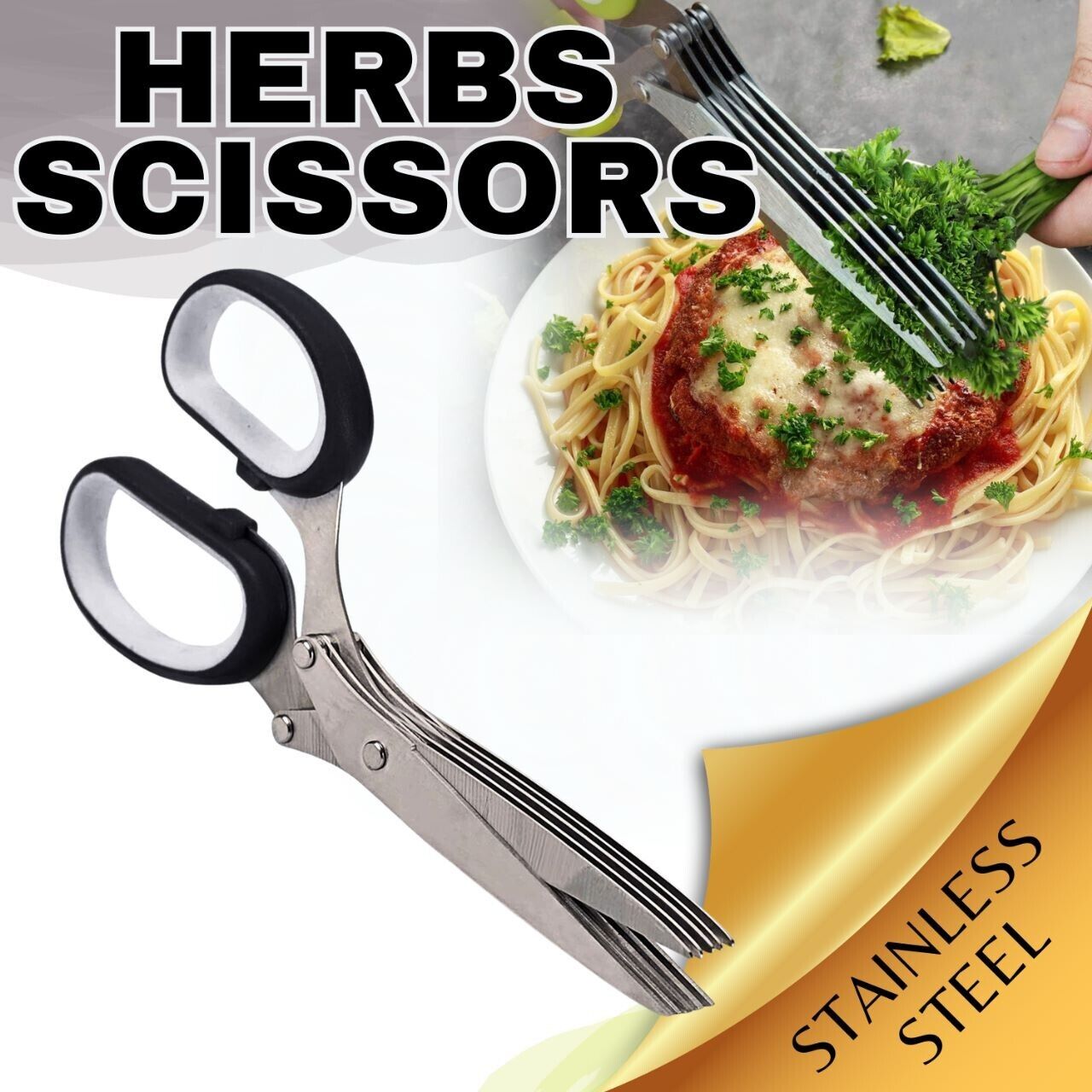Herb Scissors With Multi Blades Stainless Steel Fast Cutting Shear Kitchen Tool Kitchen DealSniper.net