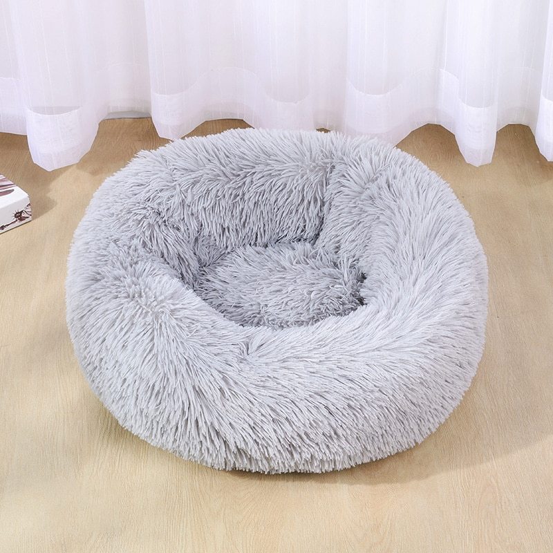 Dog Bed Super Soft Washable Long Plush Pet Kennel Deep Sleep Pets DealSniper.net Light Gray 40cm