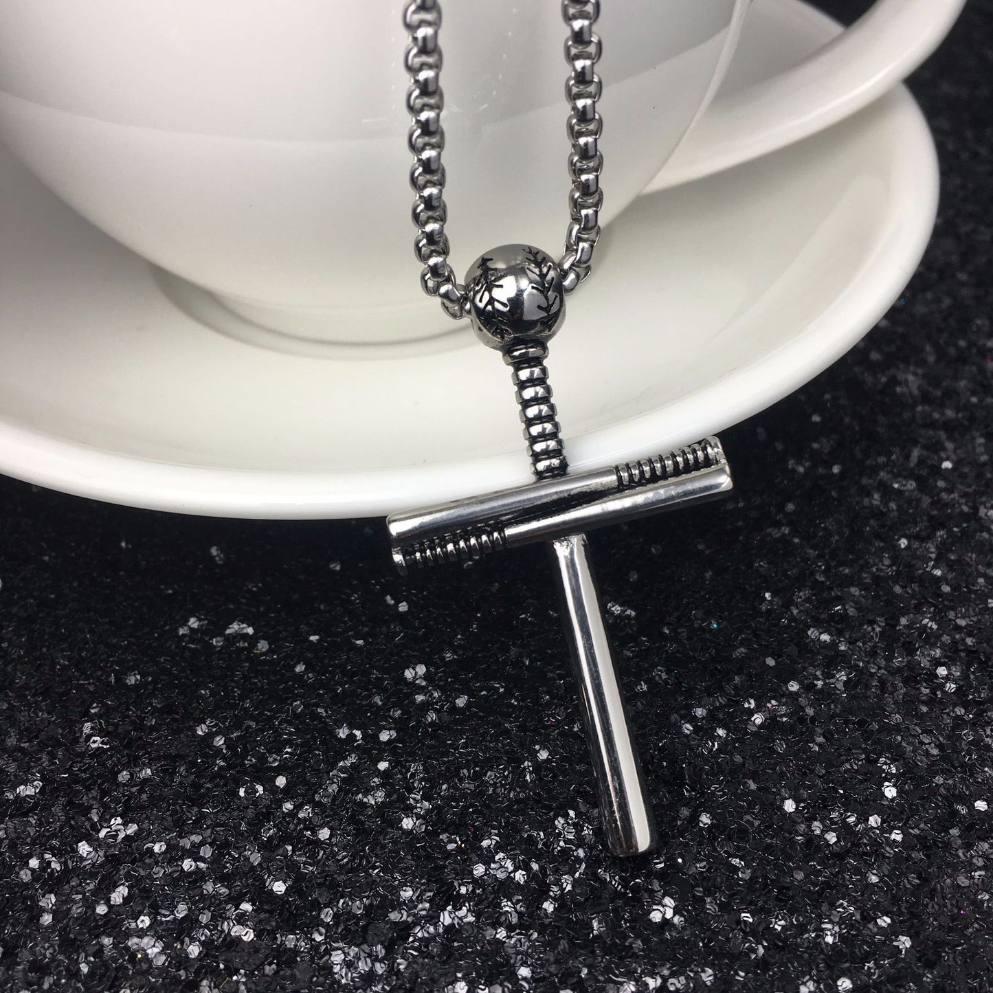 Baseball Necklace Creative Stainless Steel Cross Pendant Jewelry DealSniper.net