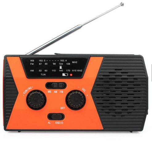 5 in 1 Outdoor Portable Solar Crank AM FM Radio Electronic dealsniper-net Orange Japanese Edition