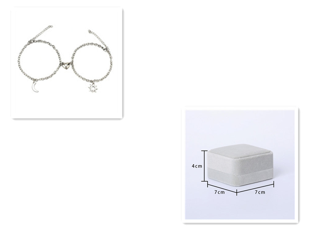 Stainless Steel Sun And Moon Bracelet Creative Sex Heart Magnet Attracts Jewelry DealSniper.net O type set