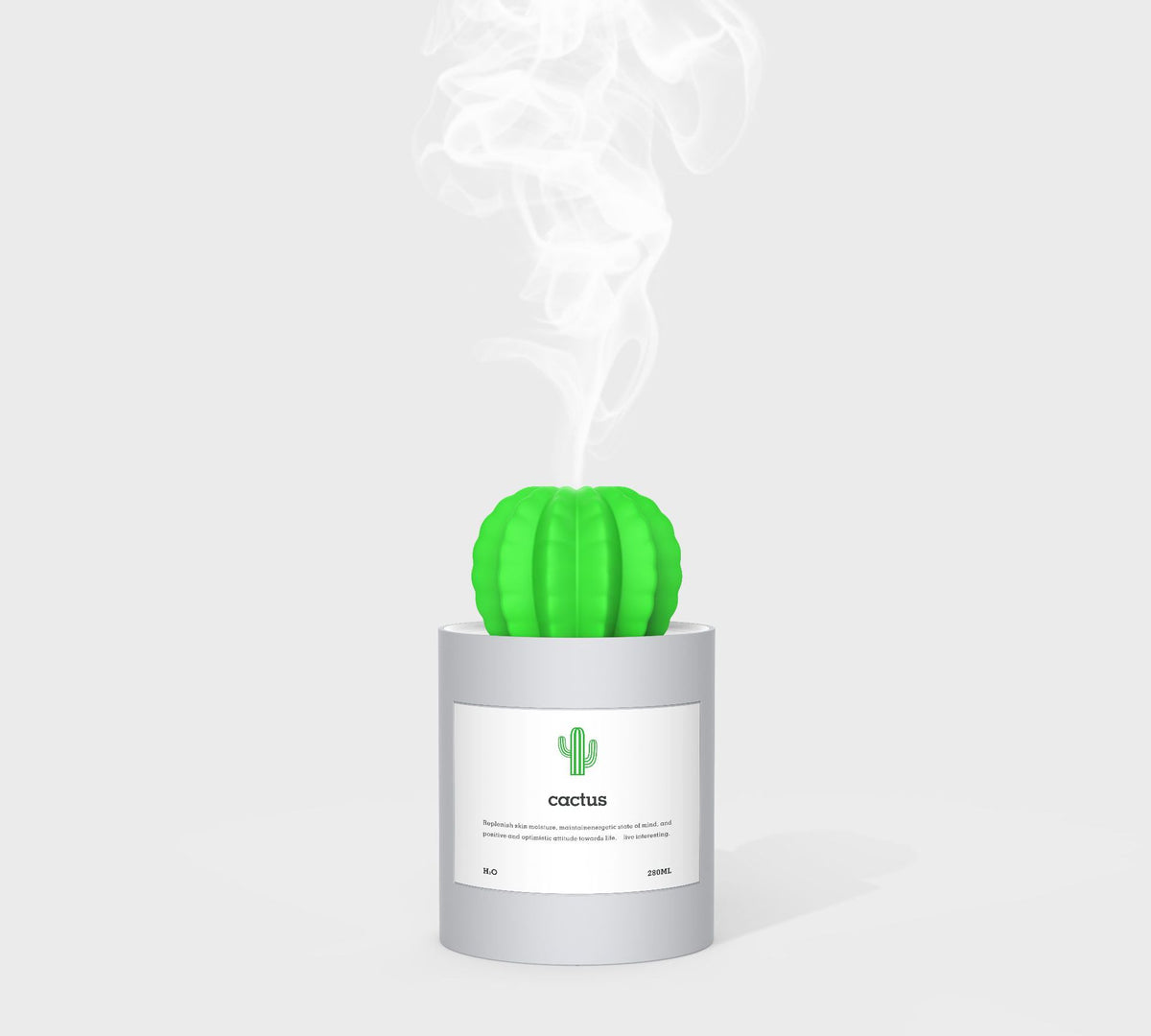 Air Humidifier Soft LED Light Cactus Ultrasonic Aroma Essential House DealSniper.net Grey USB