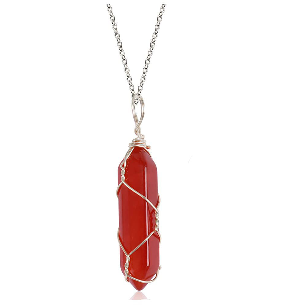 Agate Stone Crystal Pendant Simple Red Agate Necklace Jewelry DealSniper.net