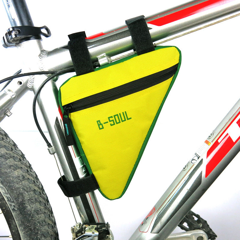 Saddle bag riding bicycle mountain bike bag triangle tool kit upper tube Outdoor DealSniper.net Yellowish green