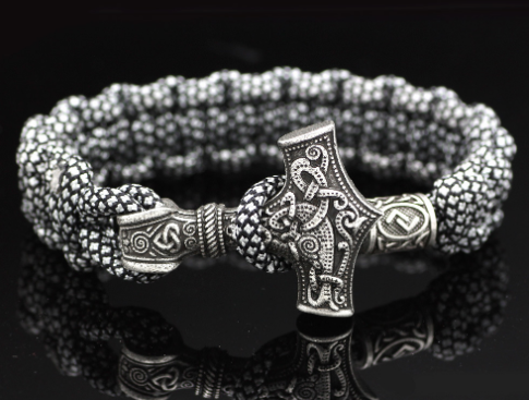 Vintage Thor's Hammer Braided Bracelet Jewelry DealSniper.net 23cm Gray