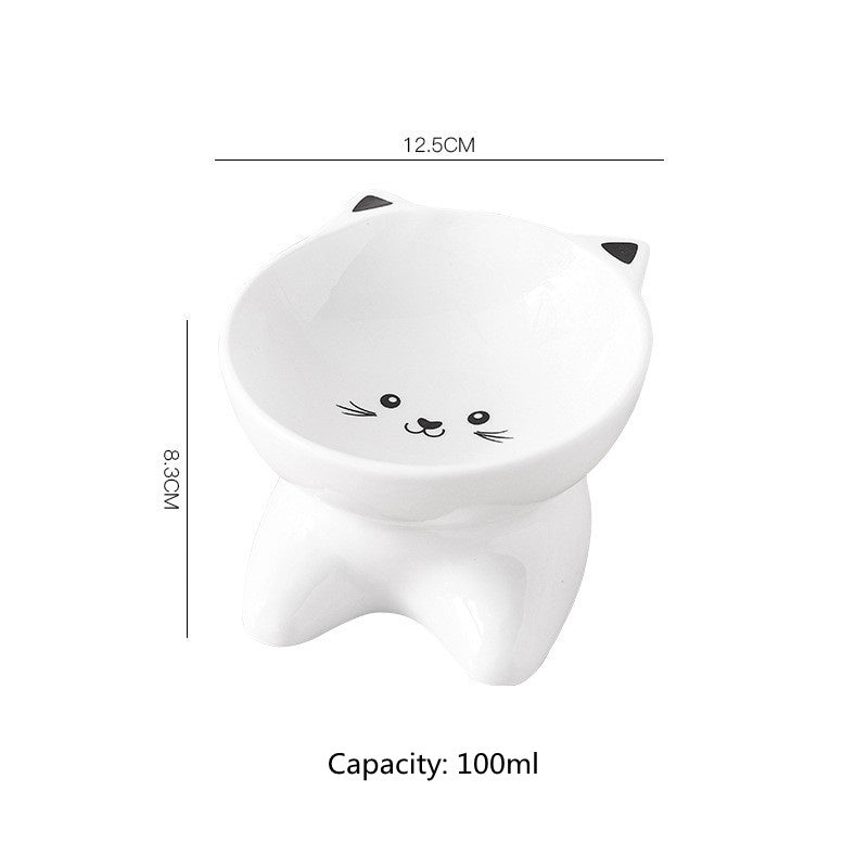 Ceramic Small Cat Face Shape Pet Food Bowl Cat Bowl Pets DealSniper.net Black 2in1