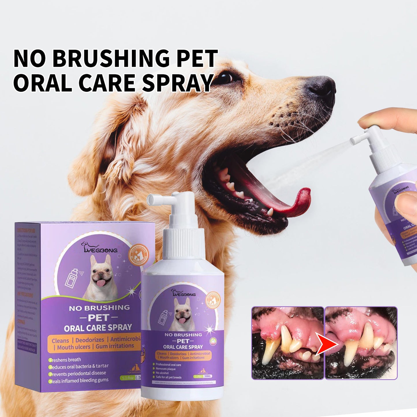 Pet Dog Cat Teeth Cleaning Spray Remove Tartar Teeth Stains Pets DealSniper.net