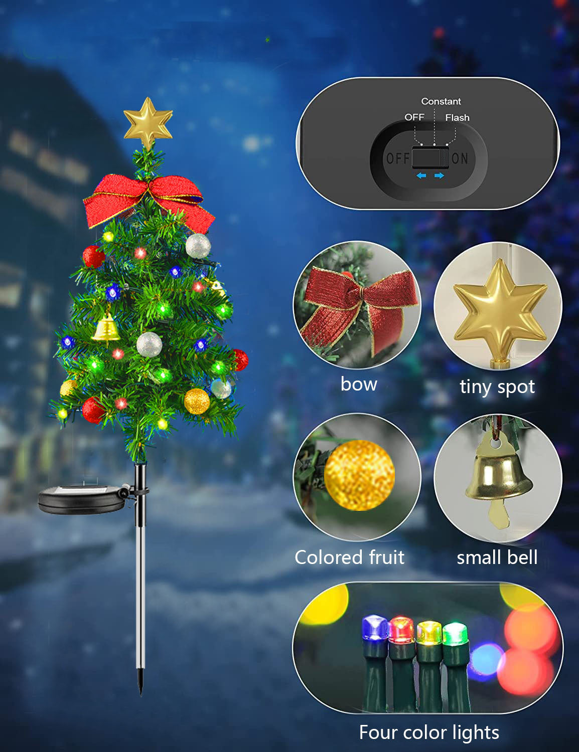 Outdoor Solar Christmas Tree Ground Lighting Festival Holidays DealSniper.net