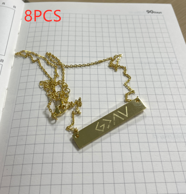 European And American Fashion One Word Horizontal Bar Pendant Necklace Jewelry DealSniper.net Gold 8PCS