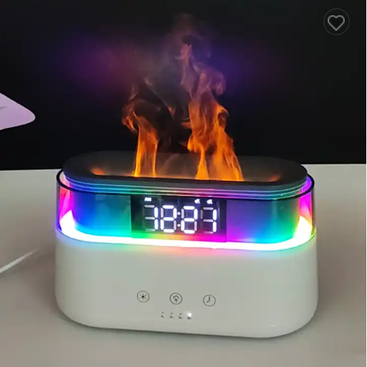 Elegant Alarm Clock Oil Diffuser Innovative Simulation Flame Humidifier Home DealSniper.net