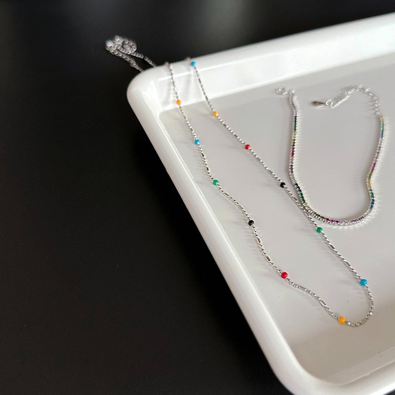 Niche Design Colorful Thin Simple Bead Necklace For Women Jewelry dealsniper-net