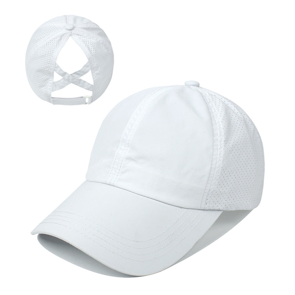 Women's New Outdoor Sports Ponytail Baseball Hat Women Gym From House White adjustable