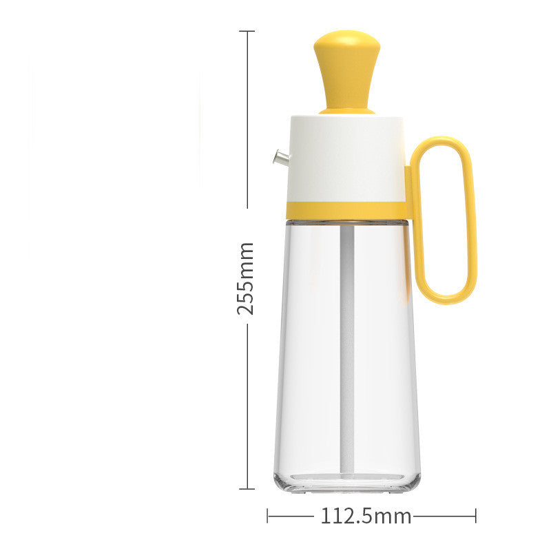 2 In 1 Oil Dispenser With Silicon Brush BBQ Oil Spray Glass Bottle Kitchen DealSniper.net Yellow