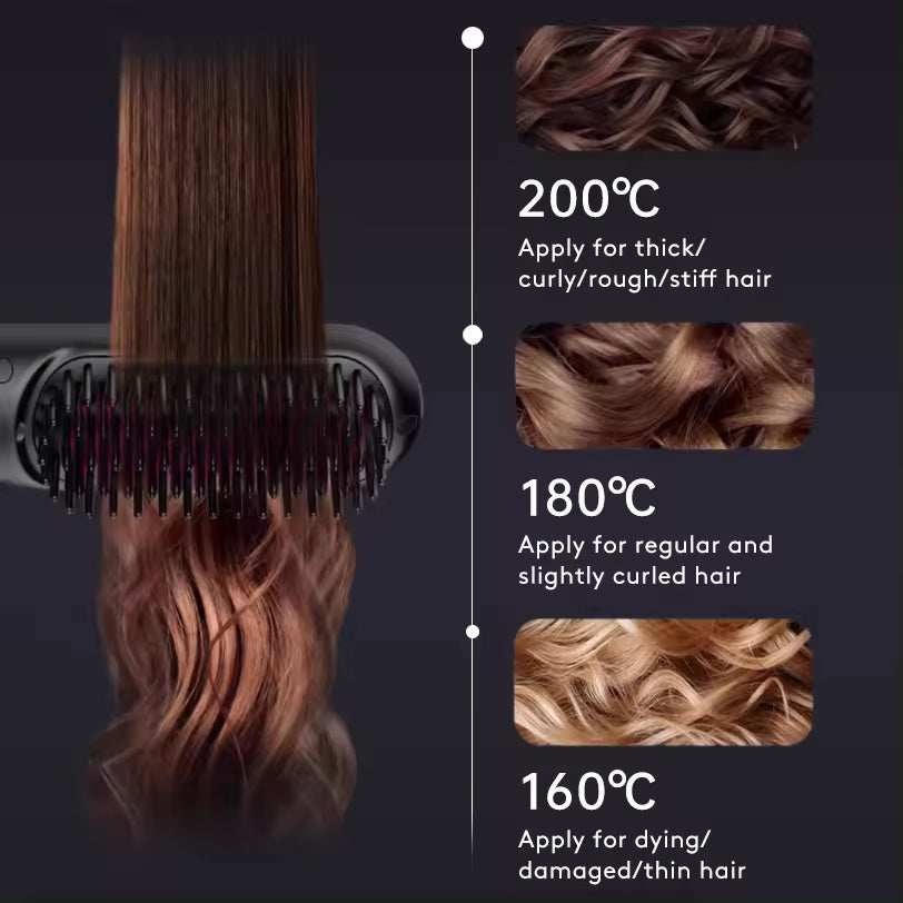 2 In 1 Straight Hair Comb Wireless Hair Straightener Brush Hair Beauty DealSniper.net