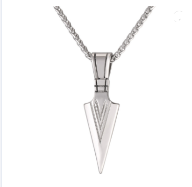 European America jewelry men stainless steel spear necklace with chain Jewelry DealSniper.net Steel color