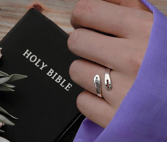 FAITH faith cross ring in sterling silver Jewelry DealSniper.net