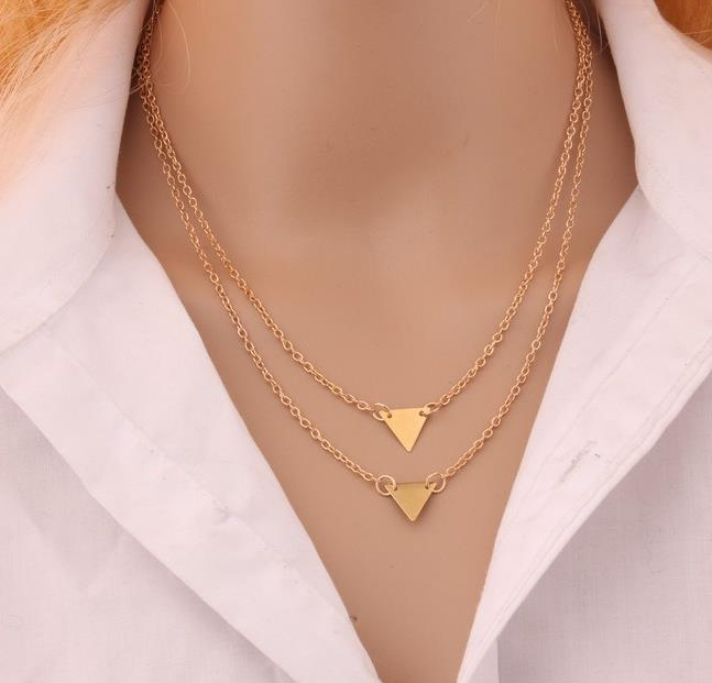 Double-layer Triangle Necklace Multi-layer Clavicle Chain Jewelry DealSniper.net Triangle necklace