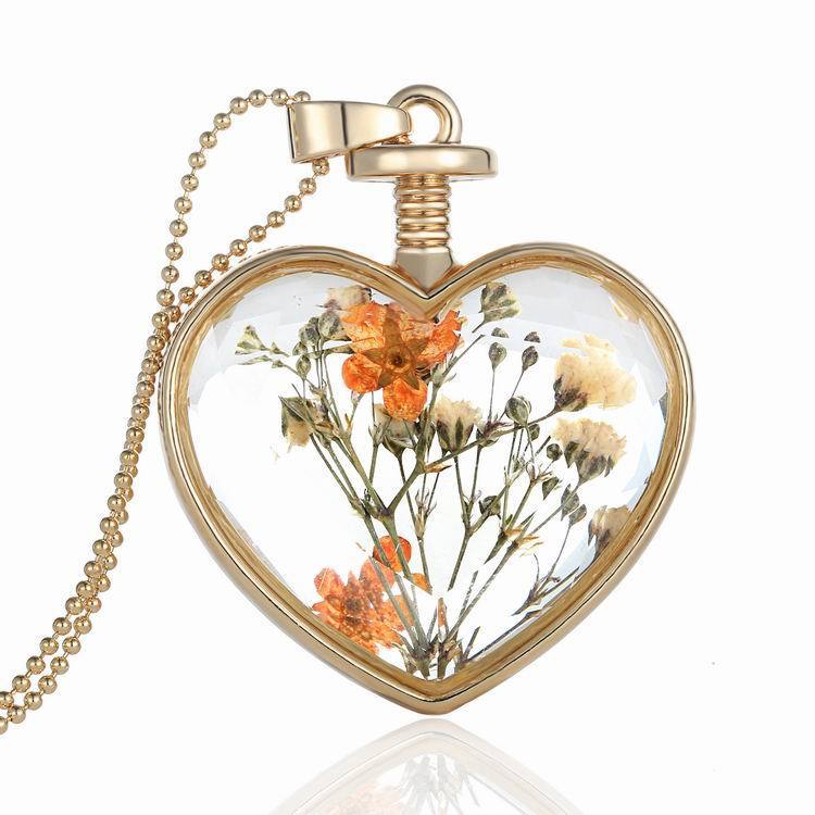 Round Pendant Necklace Gold Silver Color Bead Chain Jewelry DealSniper.net Yellow orange