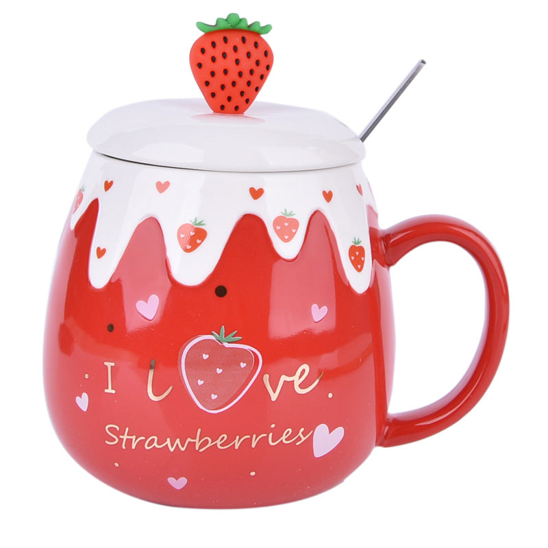 Personalized Mug Ceramic Cup With Lid Spoon Kitchen DealSniper.net Red love