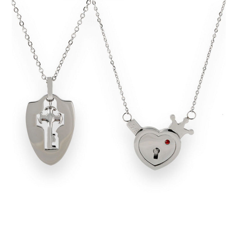 Titanium Steel Couple Love Lock, Bracelet, Key Set, Necklace Jewelry DealSniper.net White