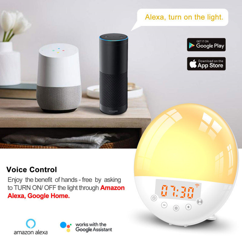 wifi voice control smart wake-up light alarm clock Home Decor DealSniper.net
