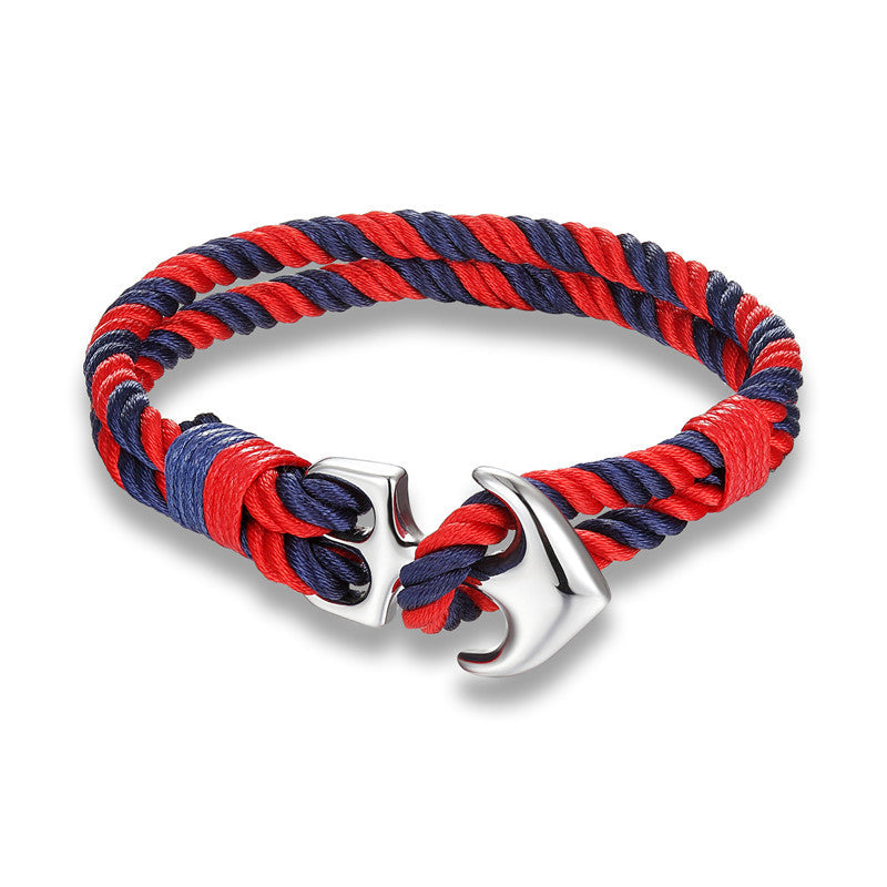 High Quality Anchor Bracelets Men Charm Rope Chain Jewelry DealSniper.net Red