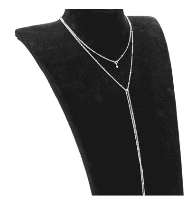 Multilayer Lariat Necklace Jewelry DealSniper.net Silver