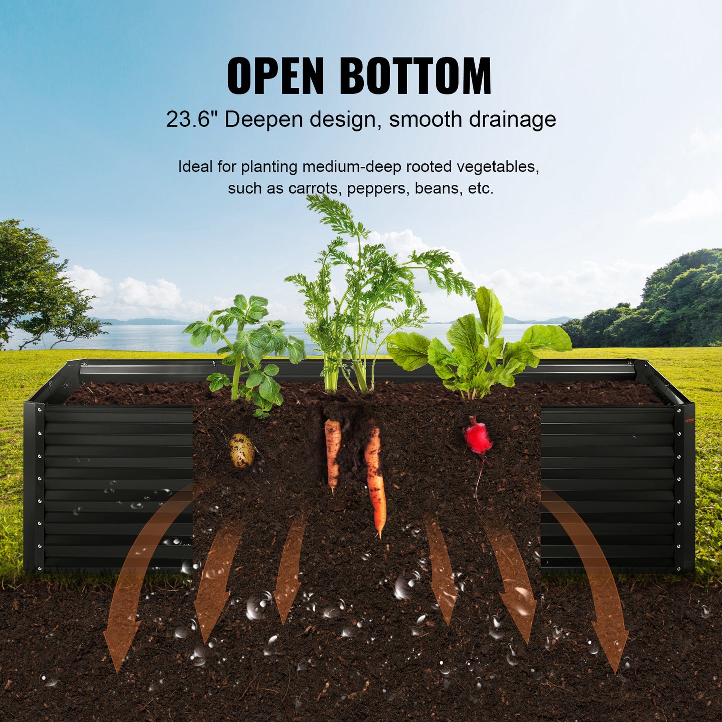 VEVOR Galvanized Raised Garden Bed Planter Box Garden DealSniper.net