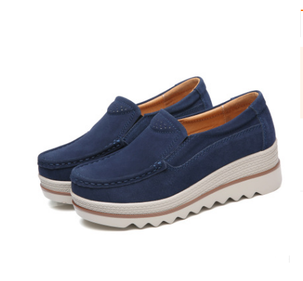 Womens Breathable Suede Slip On Sneakers Women DealSniper.net Navy Blue 35