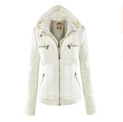 Fashion Detachable Hooded Jacket With Pockets Clothing Women DealSniper.net White 2XL