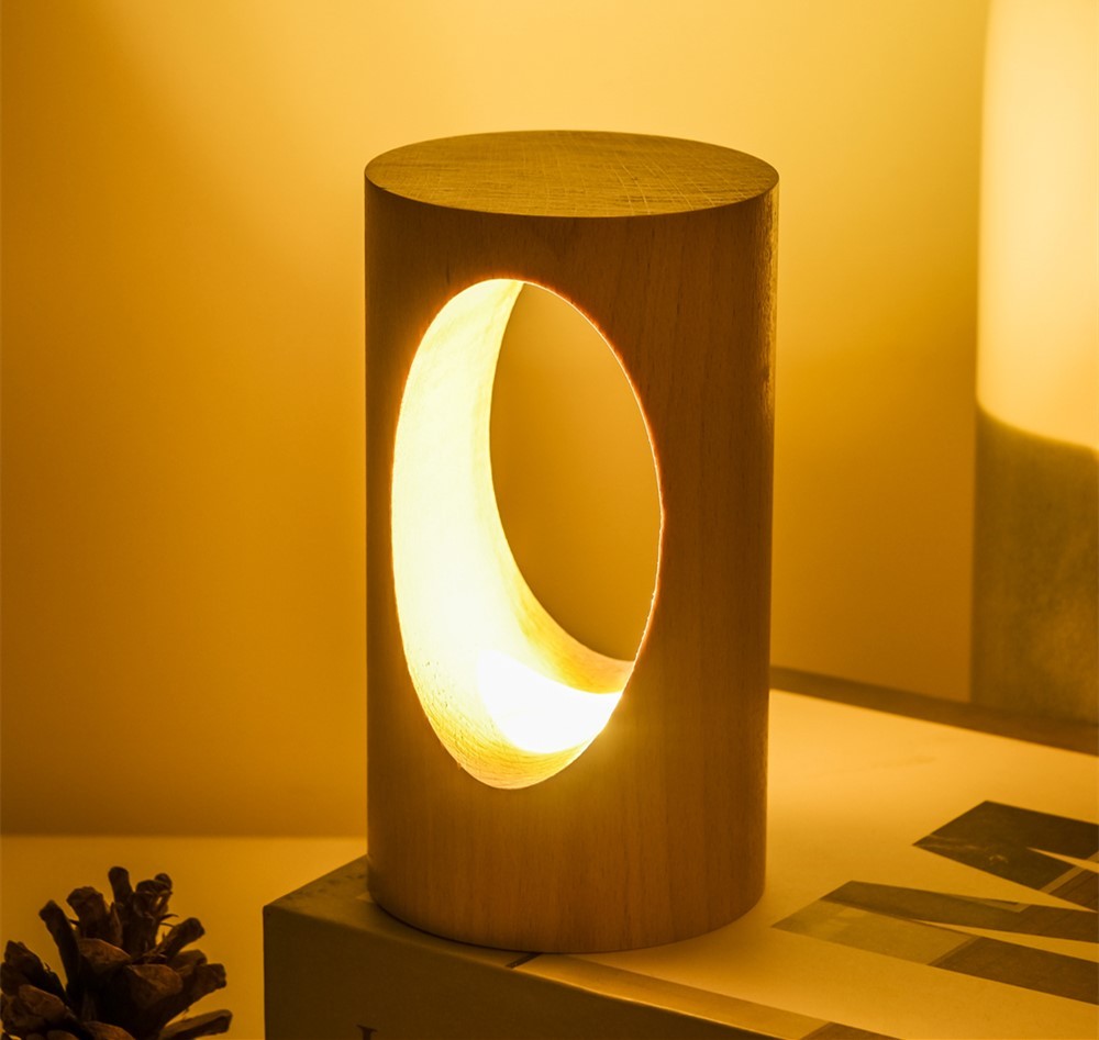 Solid wood LED reading lamp Home Decor DealSniper.net Circular USB