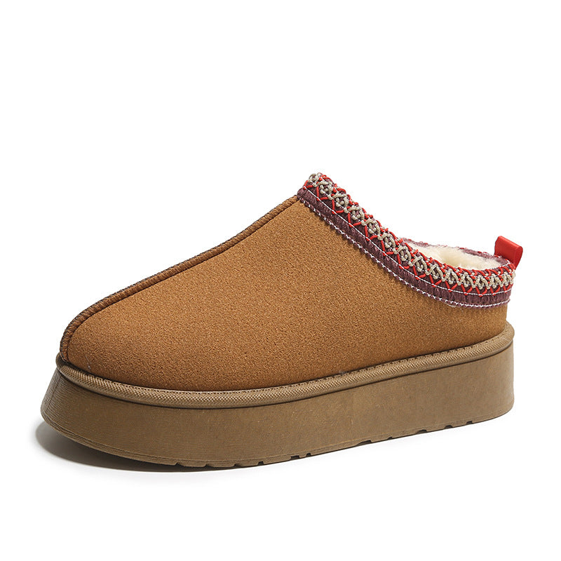 Baotou Plush Half Slippers Home Snow Boots Women's Women DealSniper.net Brown 36