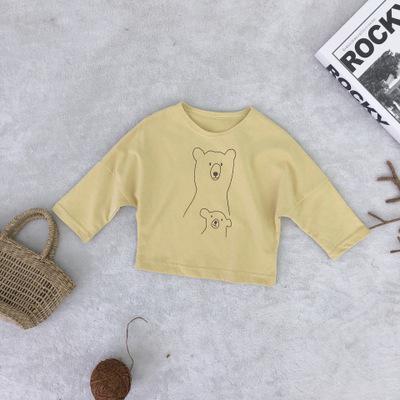 Bear print jacket in solid color Kids DealSniper.net Yellow 100cm