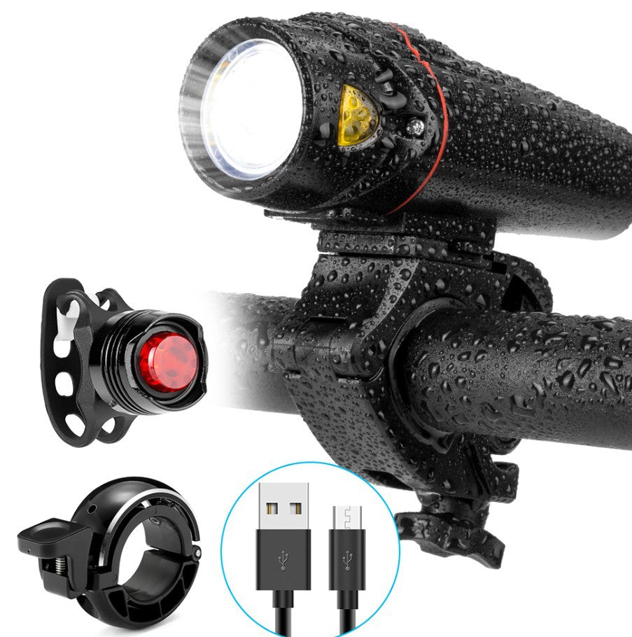 New Bicycle Light USB Rechargeable Headlight Tail Light Outdoor DealSniper.net Outfit