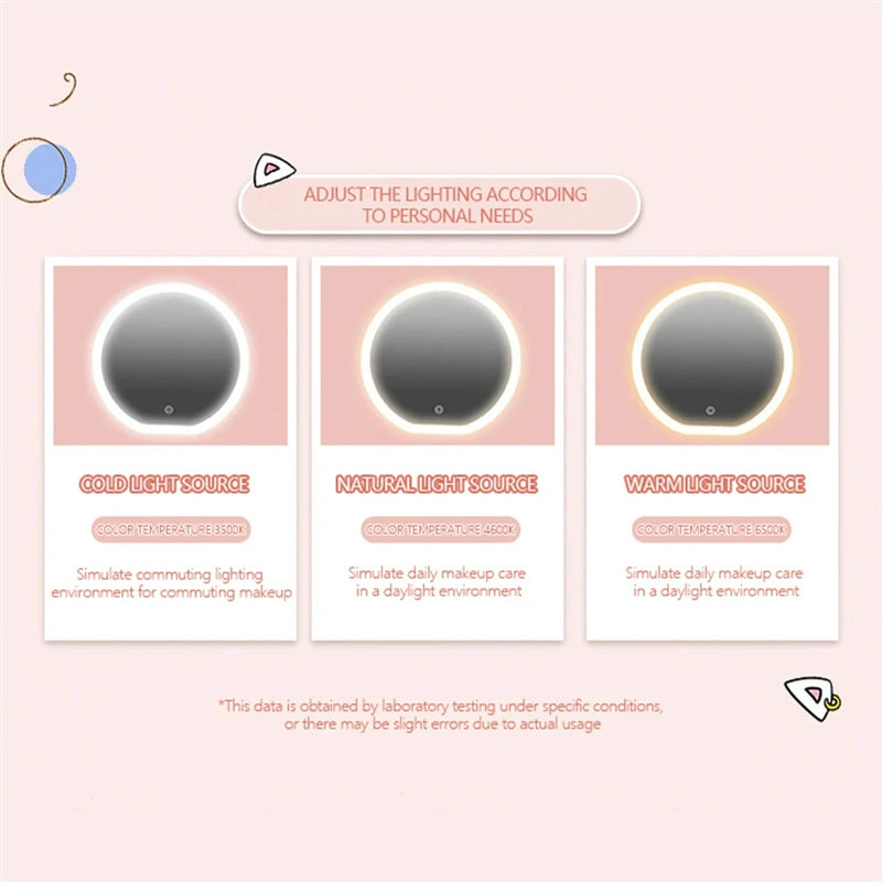 Round Smart LED Makeup Bag With Mirror Lights Women Beauty Bag Large Capacity PU Leather Travel Organizers Cosmetic Case Beauty DealSniper.net