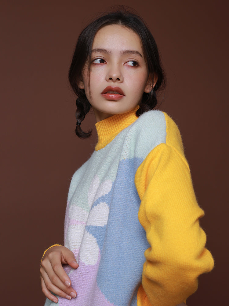 Girls sense flowers color soft thick loose loose sweater winter new style Women DealSniper.net