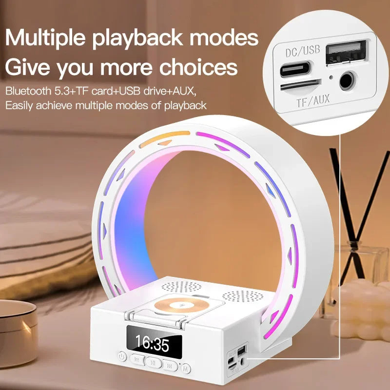 4 In 1 Wireless Bluetooth Speaker Charging Pad Bedside Lamp Electronics DealSniper.net