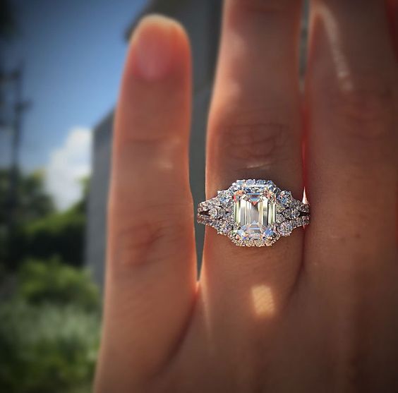 Wish Hot New Princess Square Simulation Diamond Ring Jewelry DealSniper.net Platinum 10 number