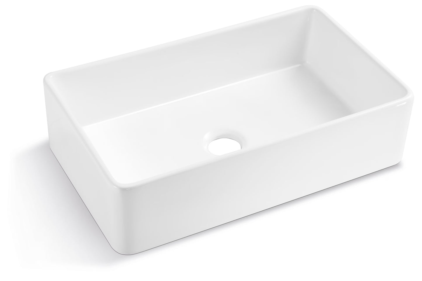 Single Basin Ceramic Farmhouse Kitchen Sink With Basket Strainer Kitchen DealSniper.net