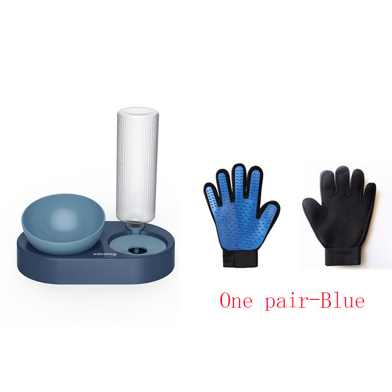 Double Bowl Automatic Drinking Dog Pot Cat Bowl Pets DealSniper.net Dark Blue Set