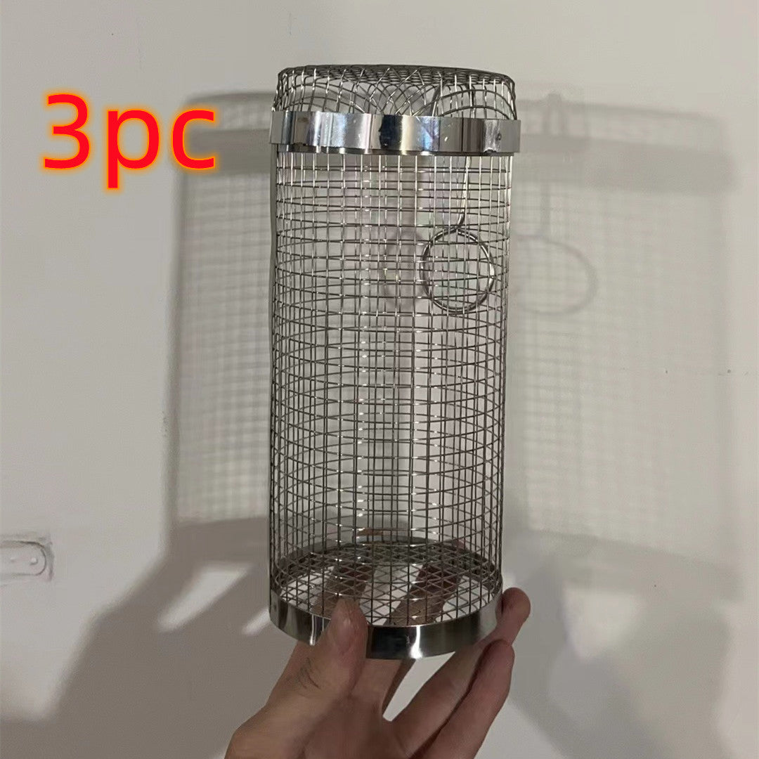 Rolling Grilling Basket Metal BBQ Barbecue Basket Net Outdoor DealSniper.net Silver 20x10x10cm 3PCS