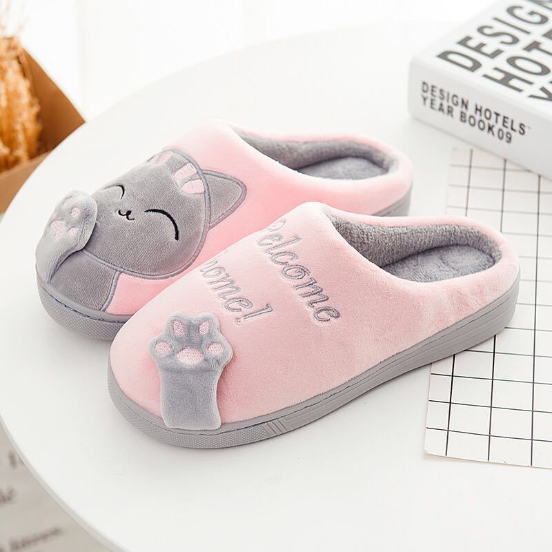 Women Winter Home Slippers Cartoon Cat Shoes Women DealSniper.net Pink 36or37