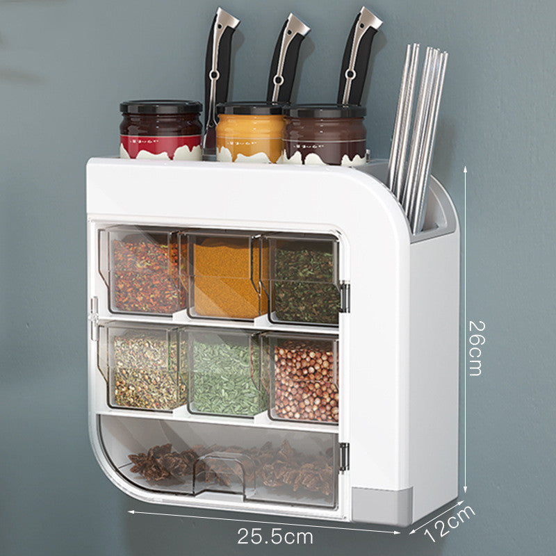 Kitchen Knife Holder Condiment Seasoning Shelf Salt Shaker Kitchen dealsniper-net White