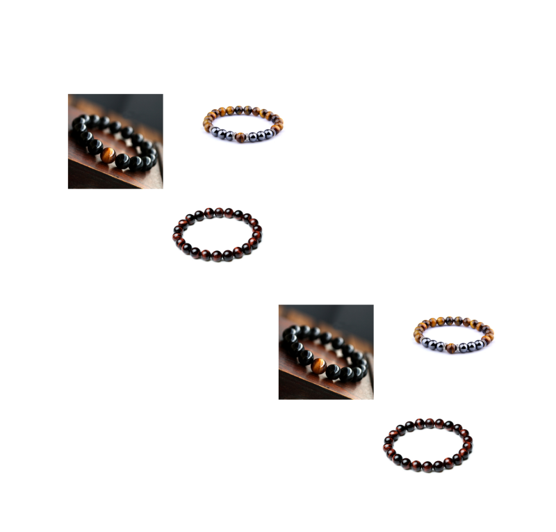 Natural Black Onyx With Stone Tiger Eyes Energy Bracelet Jewelry DealSniper.net SetB