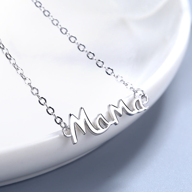 Mother's Day Gift S925 Sterling Silver English Letter MaMa Necklace Mother Fashion Jewelry DealSniper.net